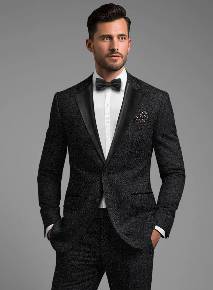 Napolean Stone Black Wool Tuxedo Jacket