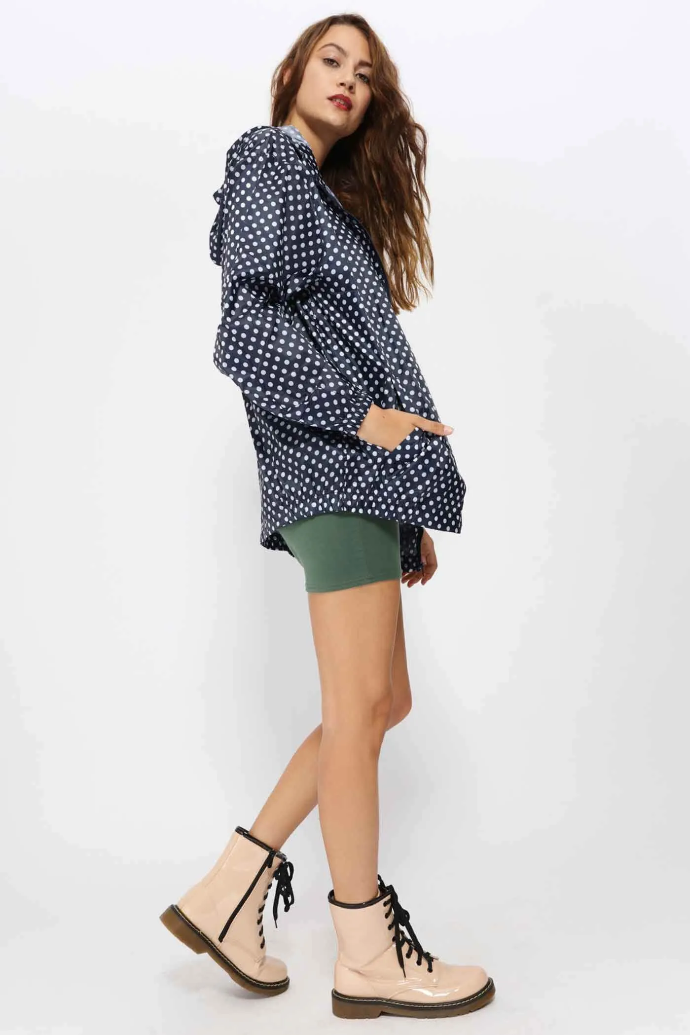 Navy Polka Dot Festival Rain Mac
