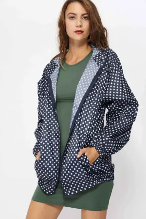 Navy Polka Dot Festival Rain Mac