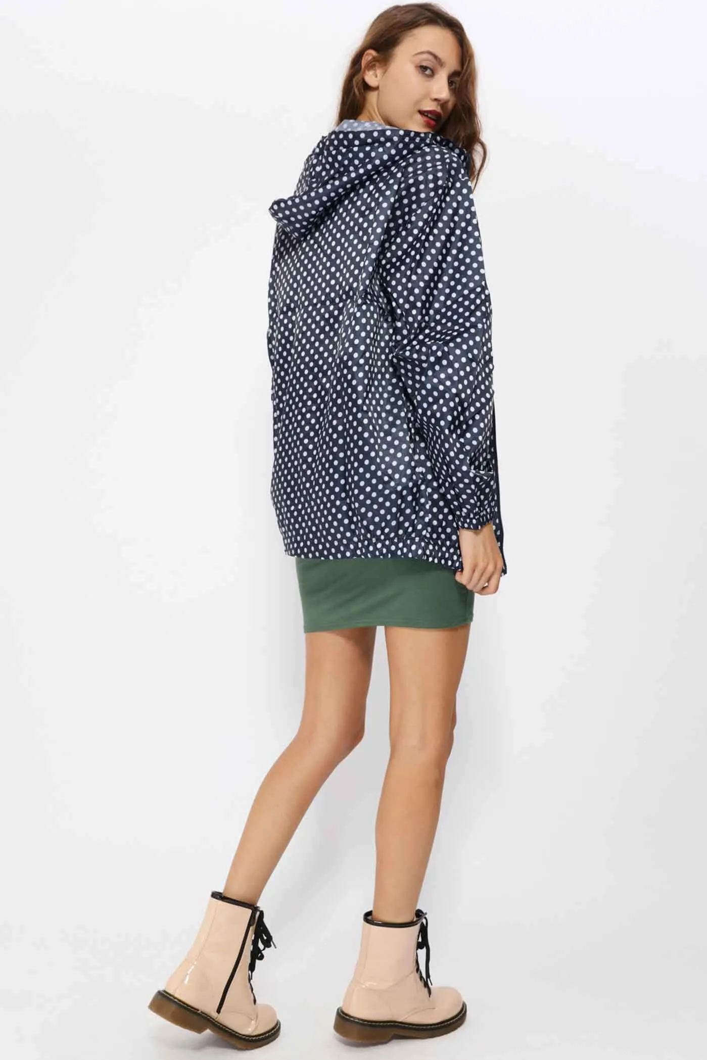 Navy Polka Dot Festival Rain Mac