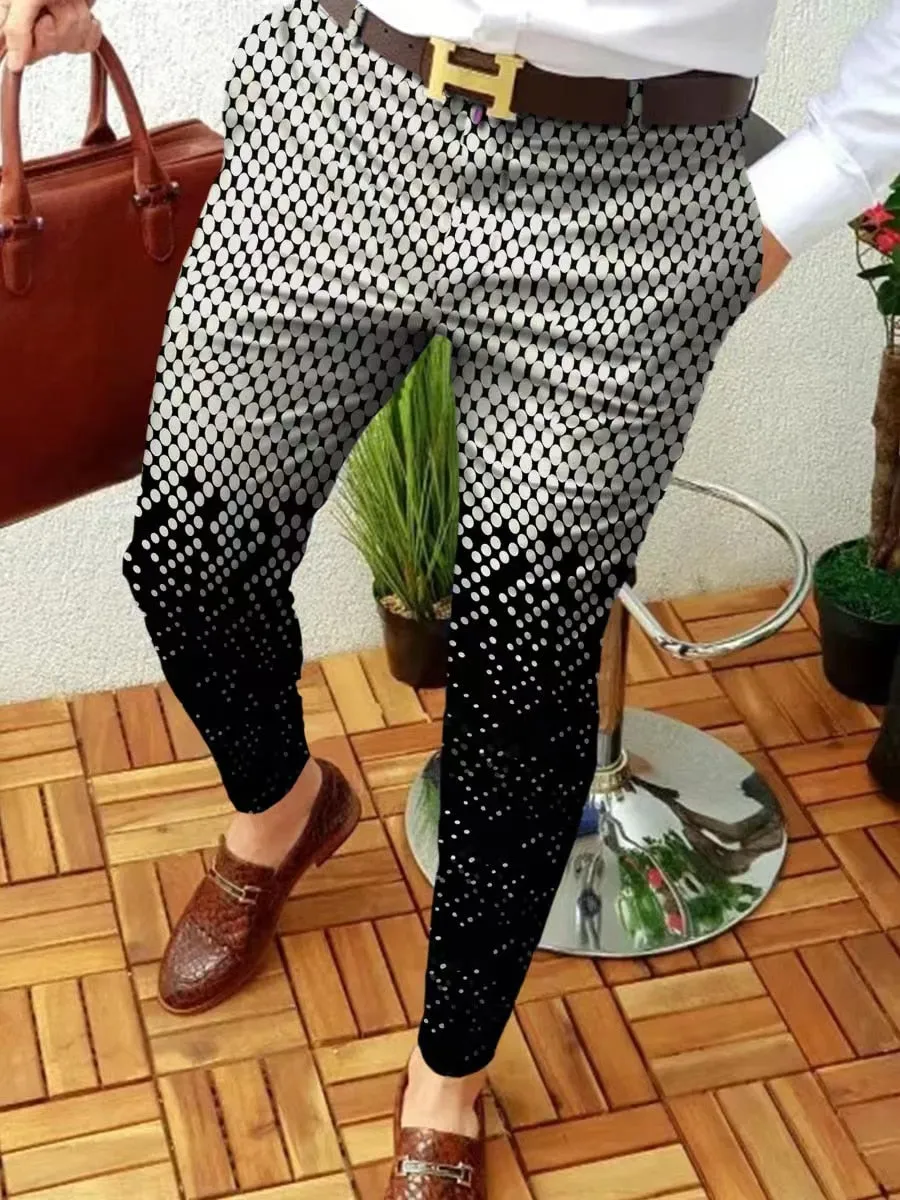 New Smart Casual Fashion Pants polka dot pattern Pants Thin Mid Waist Jogger Casual Trousers Suit Pants