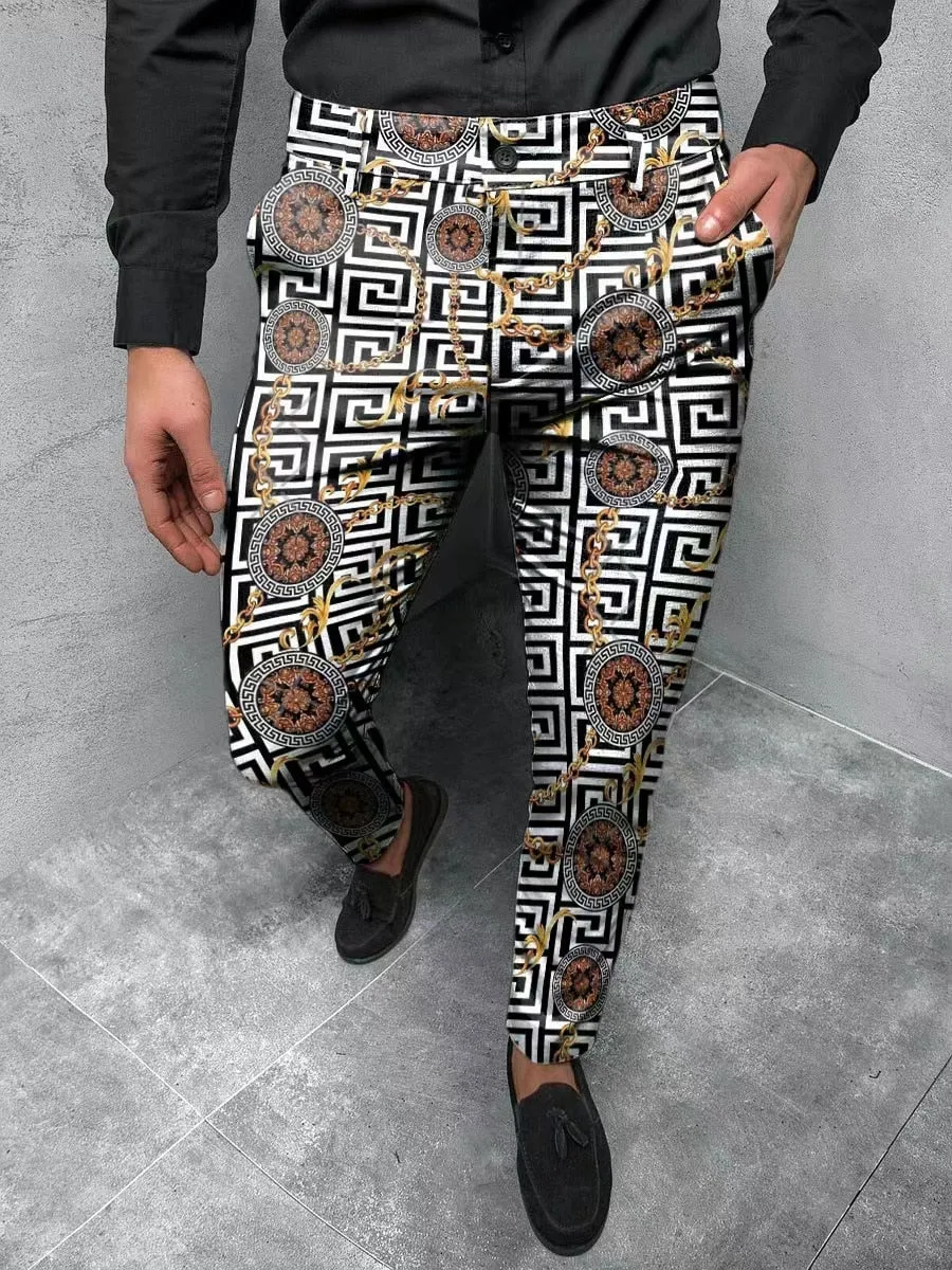 New Smart Casual Fashion Pants polka dot pattern Pants Thin Mid Waist Jogger Casual Trousers Suit Pants