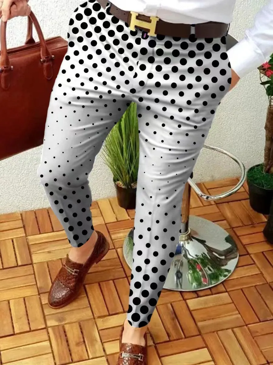 New Smart Casual Fashion Pants polka dot pattern Pants Thin Mid Waist Jogger Casual Trousers Suit Pants