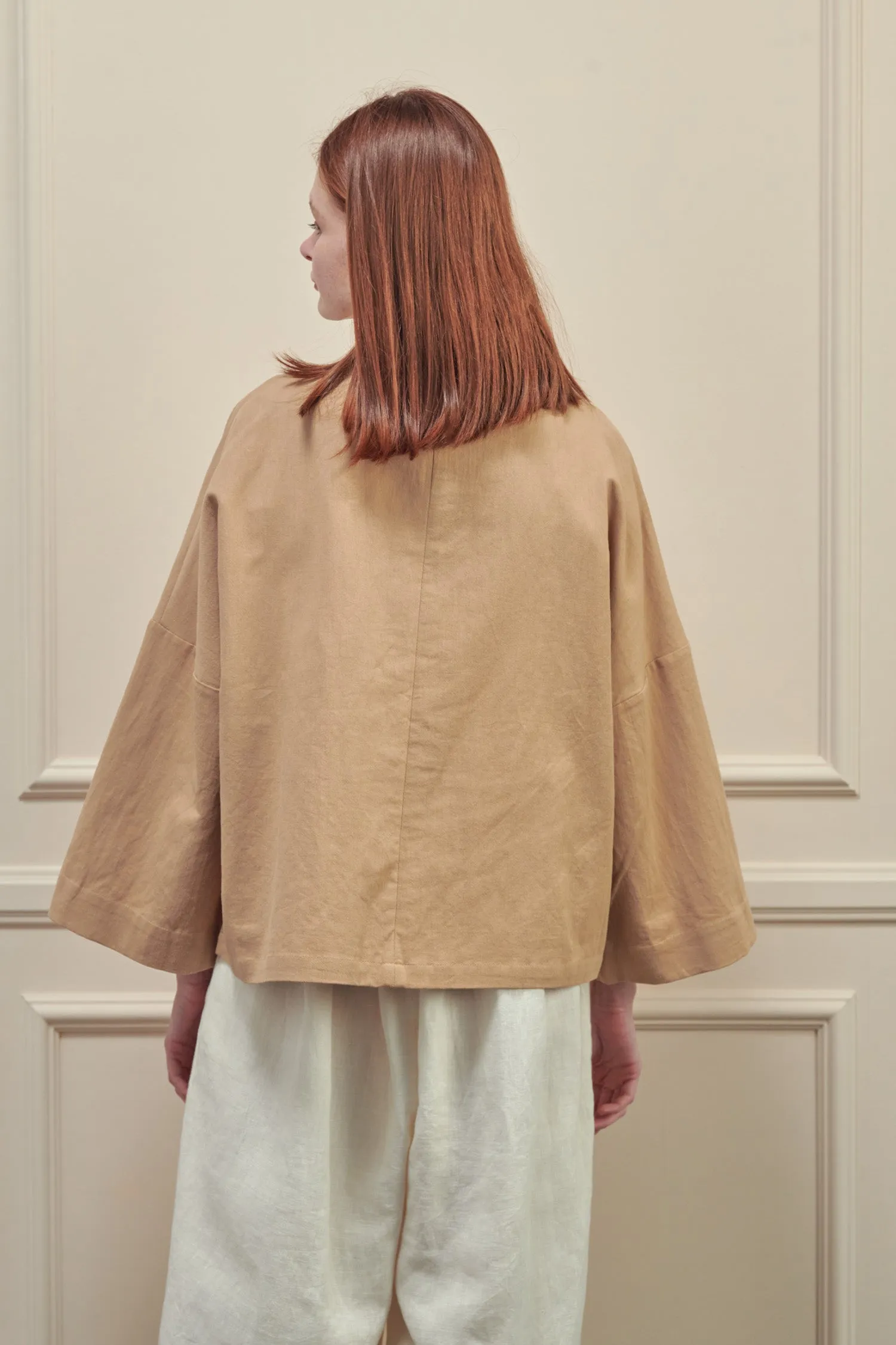 Open front cotton ramie jacket