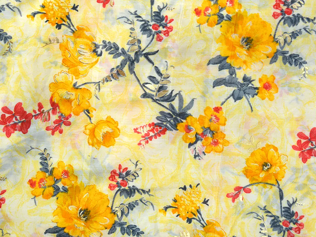 Pink Multicolor Floral Soft Cotton Muslin Fabric