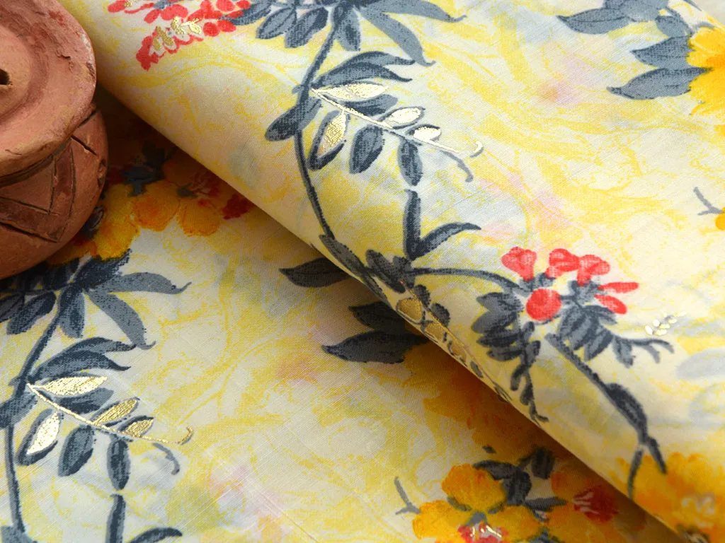 Pink Multicolor Floral Soft Cotton Muslin Fabric