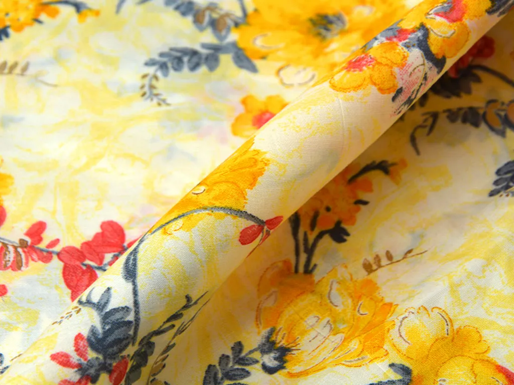 Pink Multicolor Floral Soft Cotton Muslin Fabric