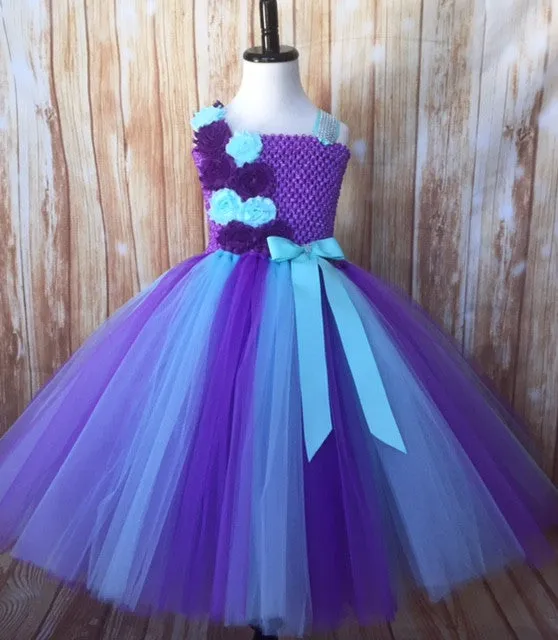 Purple and Aqua Flower Girl Tutu Dress
