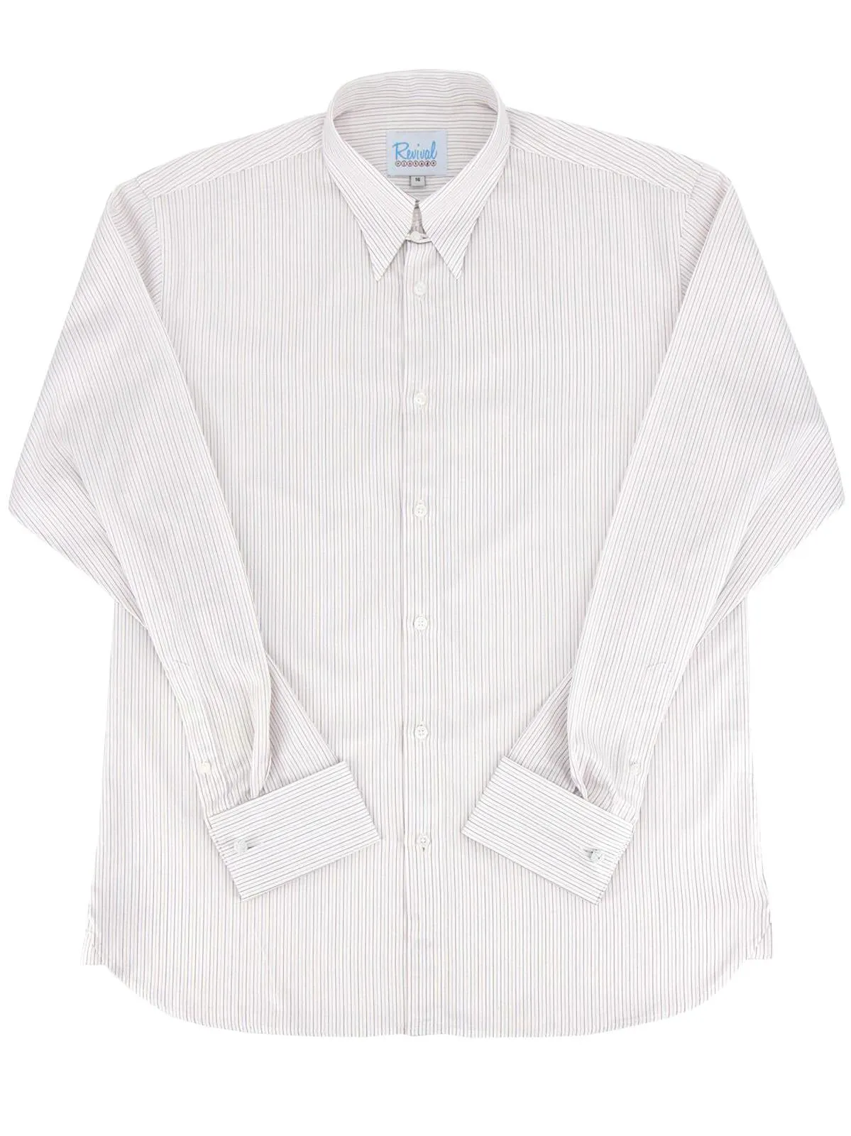 Red Lockwood Stripe 1940s Vintage Spearpoint Shirt with Tab Collar