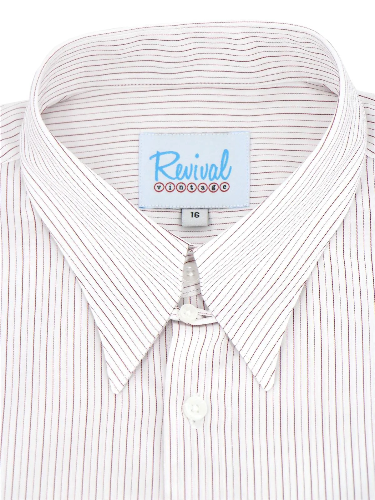Red Lockwood Stripe 1940s Vintage Spearpoint Shirt with Tab Collar