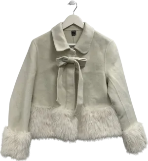 Shein Cream Faux Fur Trimmed Jacket UK S