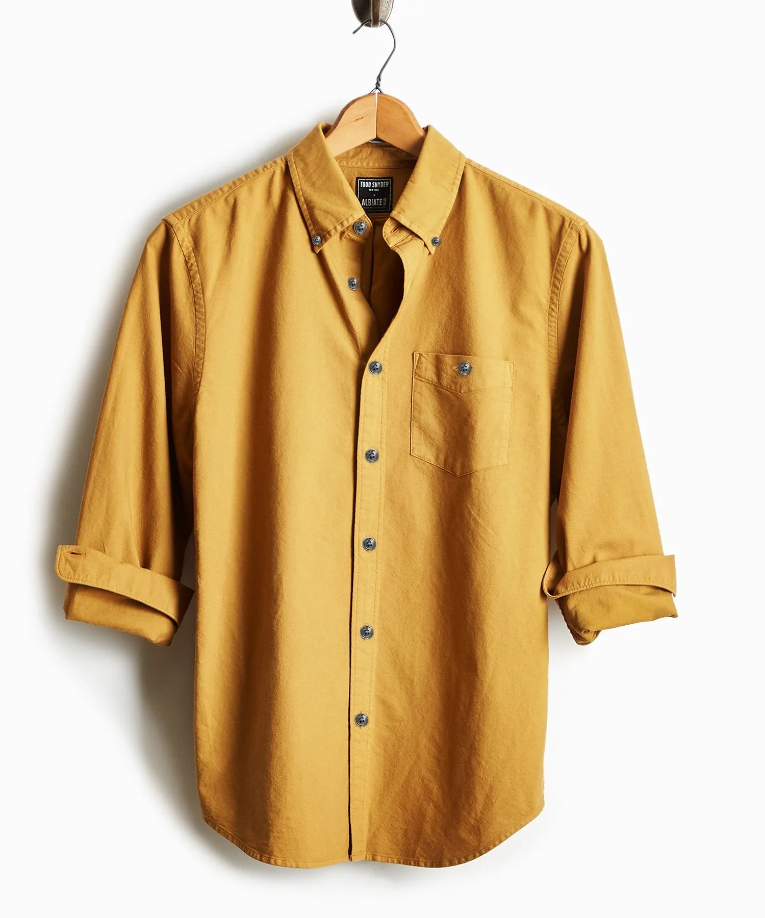 Stretch Garment Dyed Oxford in Mustard