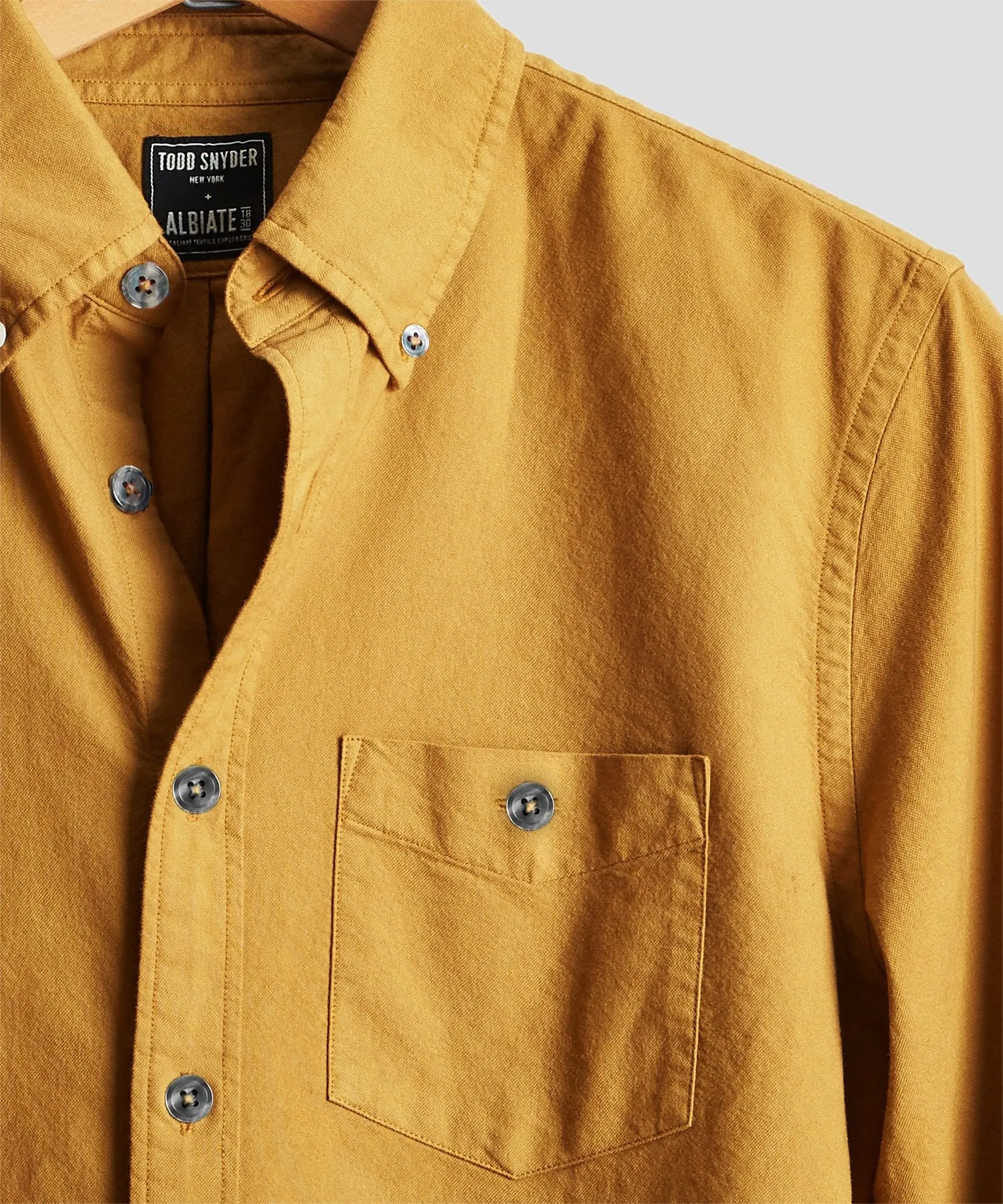 Stretch Garment Dyed Oxford in Mustard