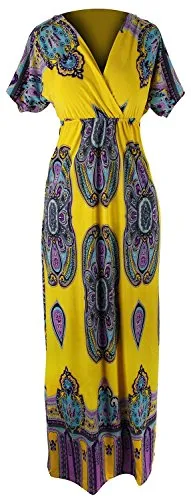 Summer V-Neck Floral Paisley Print Maxi Dress
