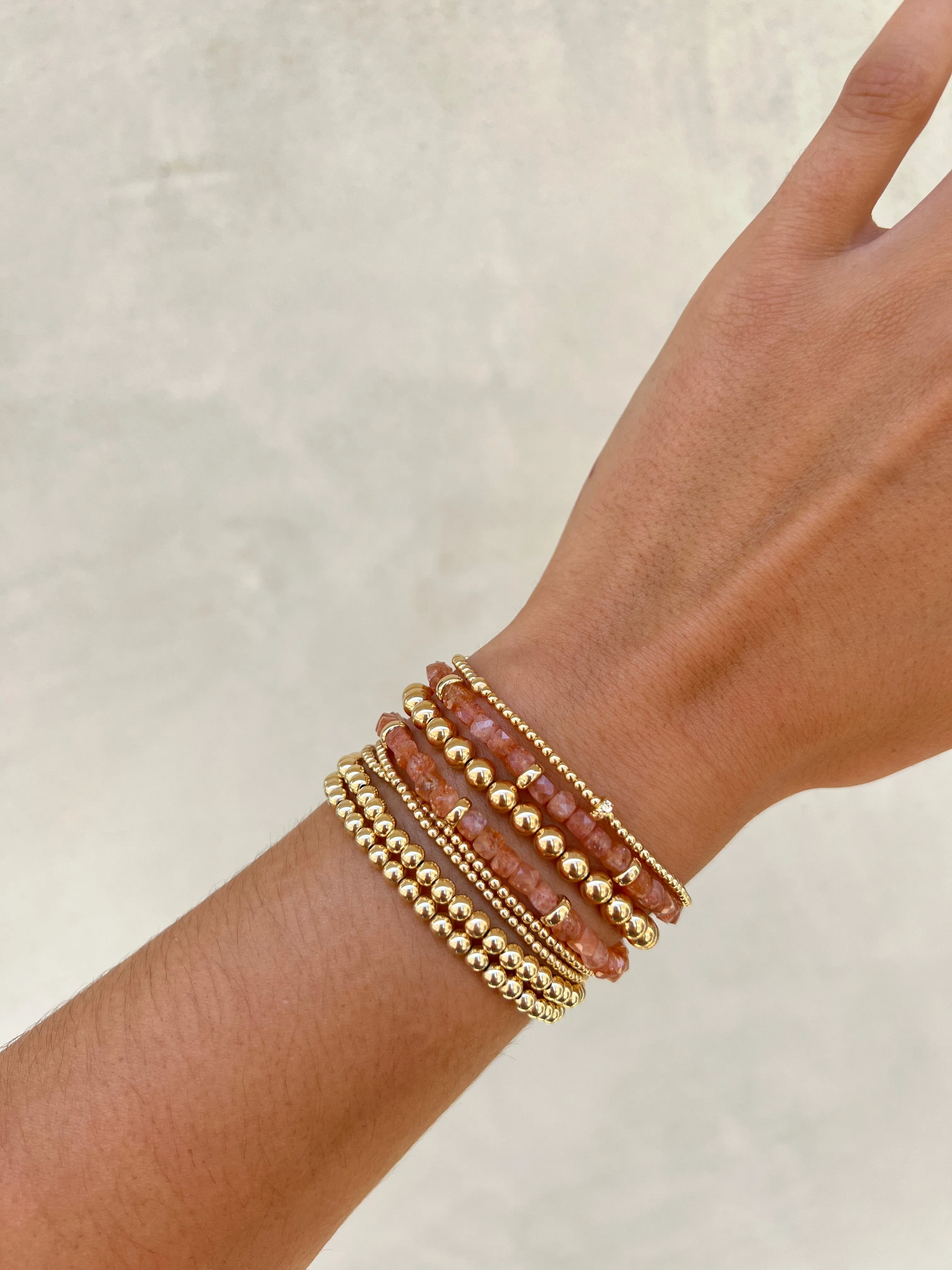 Sunstone and Rondelle Pattern Bracelet