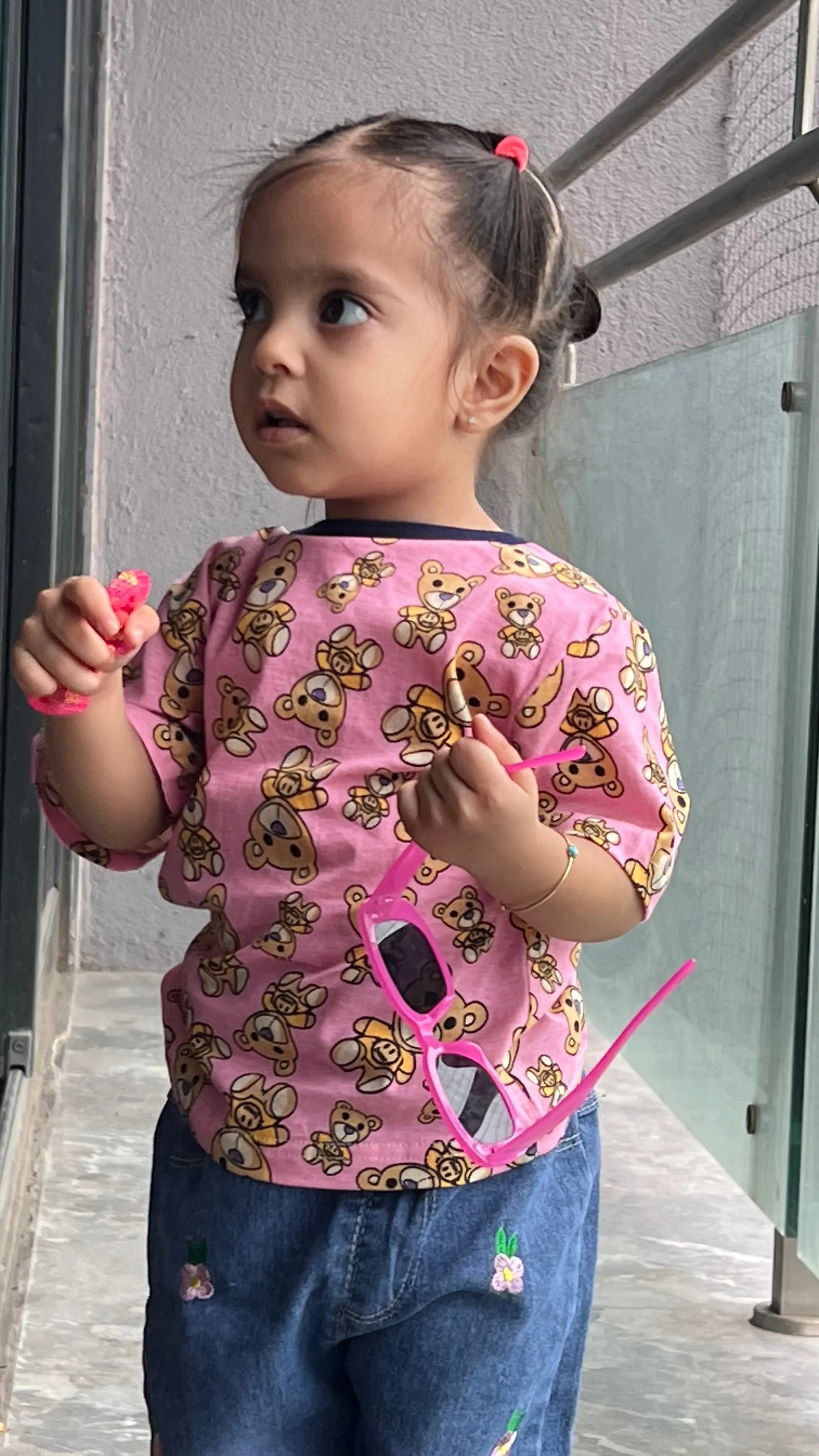 Teddy Print Denims Set