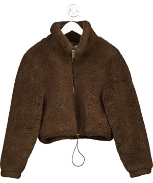 Tularosa Brown Half Zip Faux Fur Pullover Fleece Jacket UK M