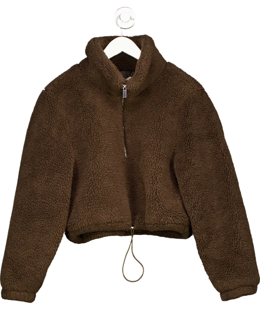Tularosa Brown Half Zip Faux Fur Pullover Fleece Jacket UK M