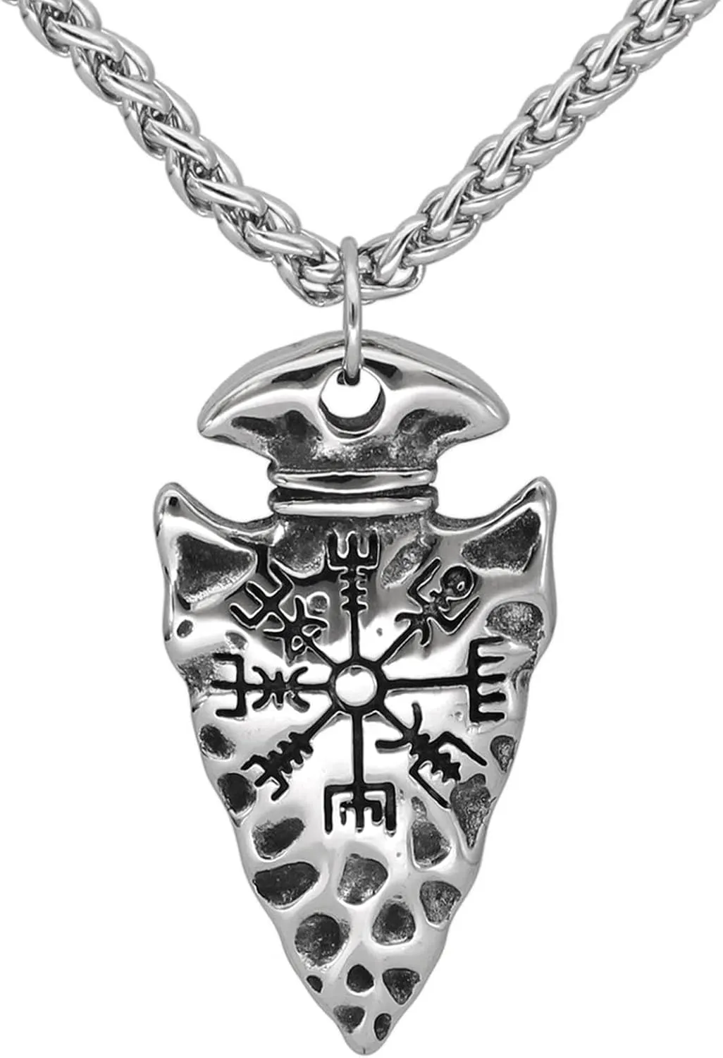 Viking Compass Pendant Vintage Rune Necklace,Nordic Compass Viking Jewelry Men, Norse Viking Runes Jewelry, Protection Talisman Pendant 23.62in/60cm