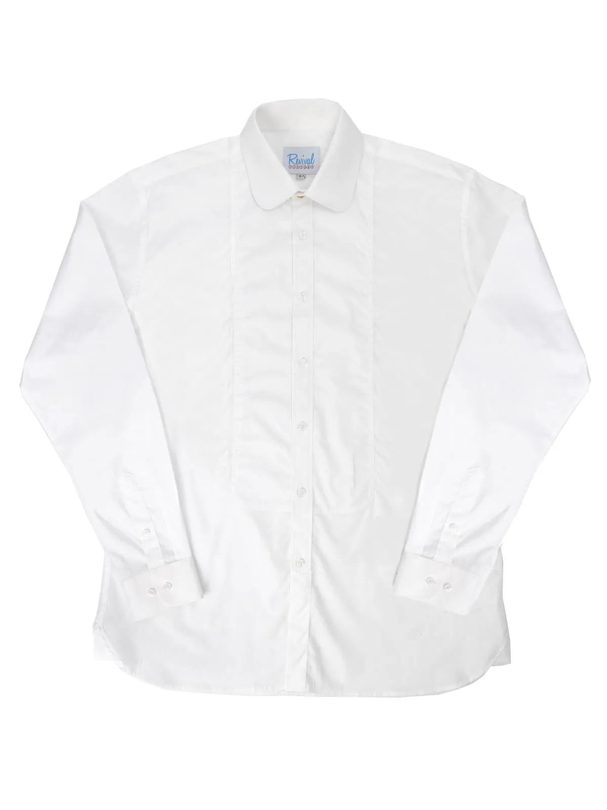 White Forties Vintage Beaumont Club Collar Shirt with Gold Stud