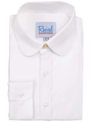 White Forties Vintage Beaumont Club Collar Shirt with Gold Stud