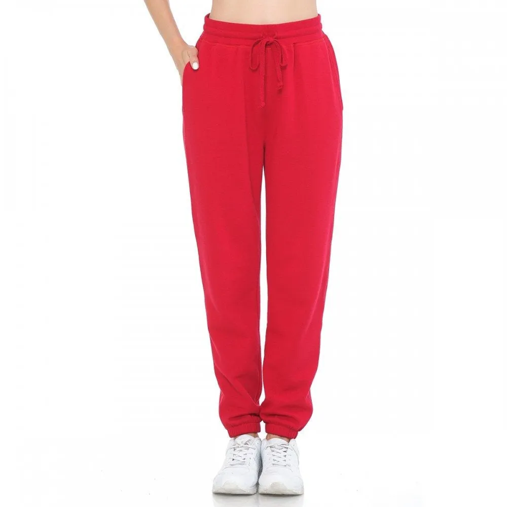 Women's Basic Elastic Waist Cuffed Ankle Fleece Jogger pants
