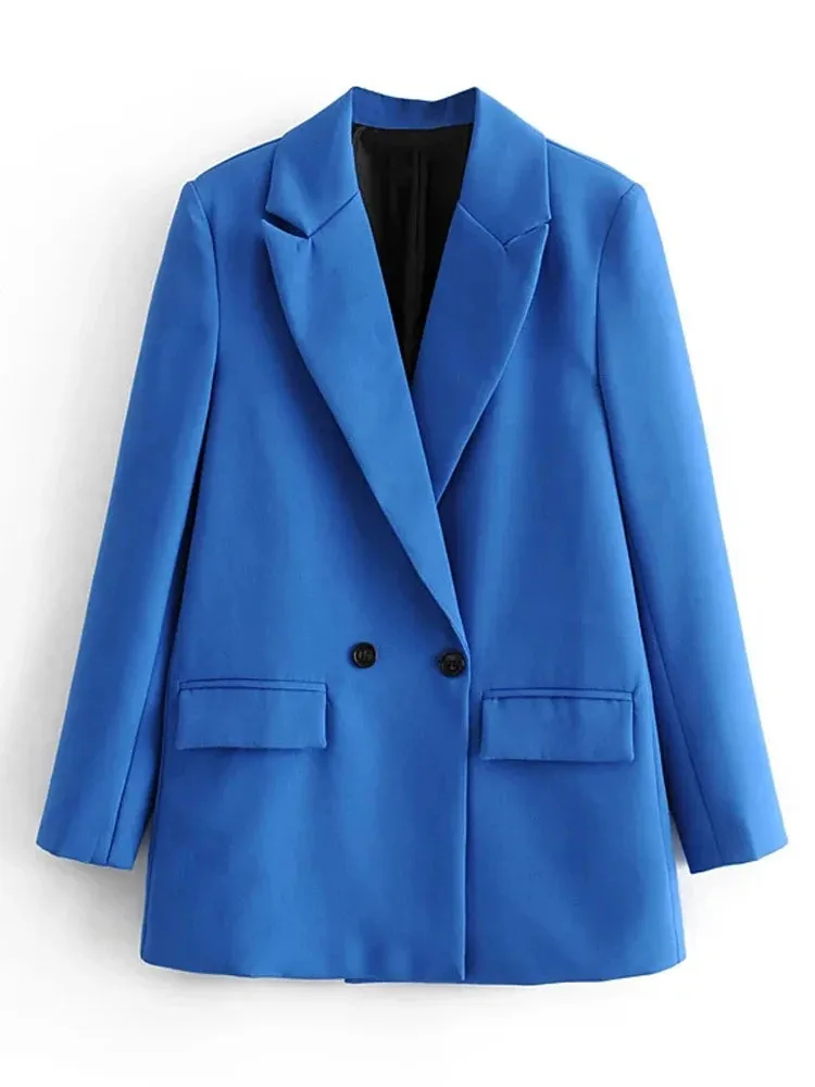 Women's Double Breasted Fashion Designer Blazer Jackets