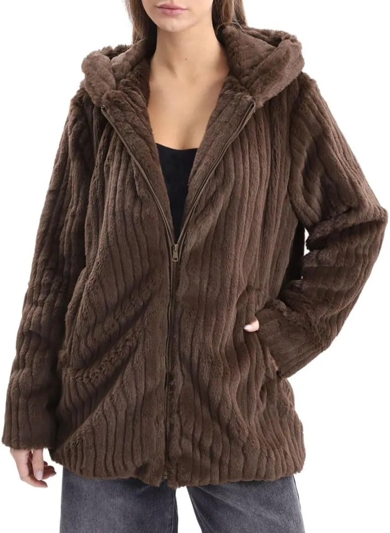 Women's Faux Fur Hooded Jacket