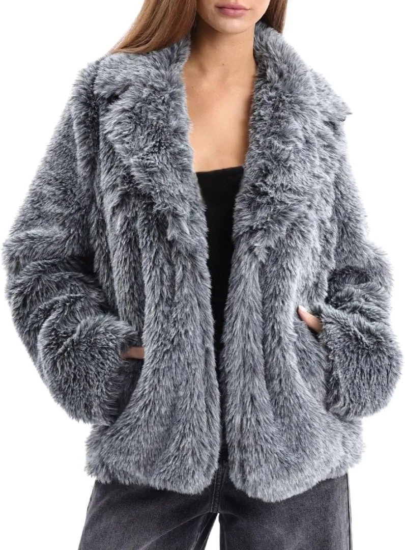 Women's Faux Fur Lapel Coat
