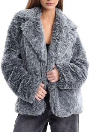 Women's Faux Fur Lapel Coat