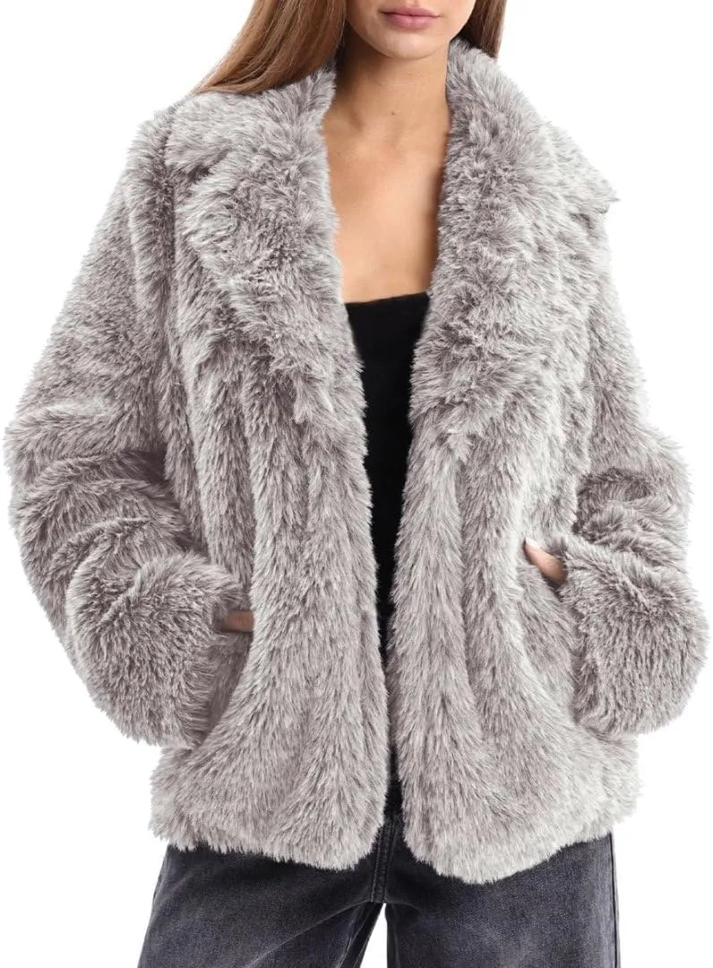 Women's Faux Fur Lapel Coat