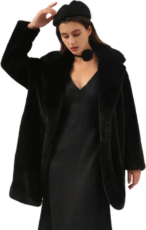 Women's Faux Fur Longline Long Duster Coat