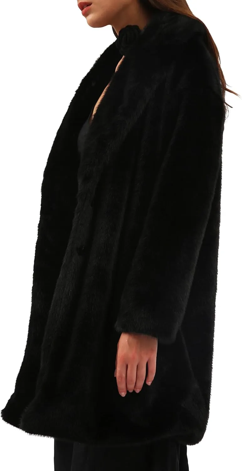 Women's Faux Fur Longline Long Duster Coat