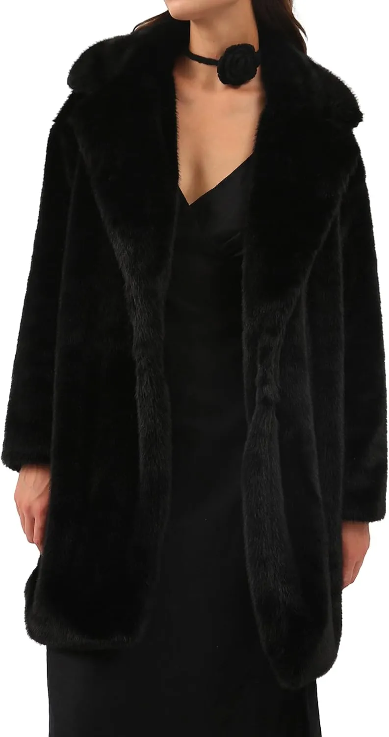 Women's Faux Fur Longline Long Duster Coat