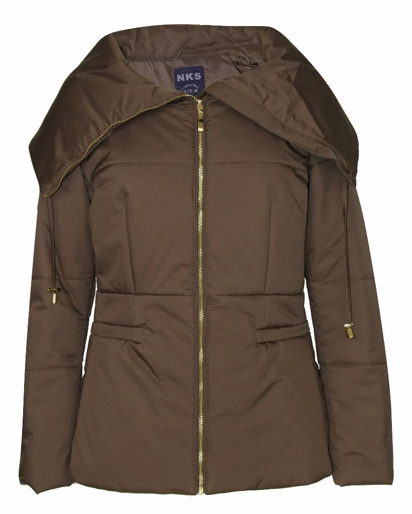 Women's Full Zip High Mock Neck Puffer Parka